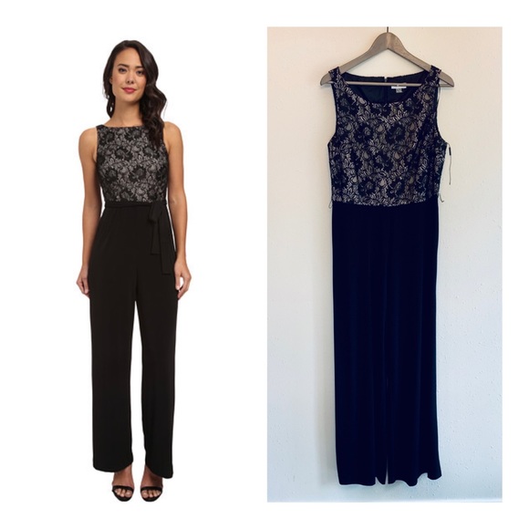 Calvin Klein Lace Top Black Women’s Sleeveless Jumpsuit/Sz:12/NWT - Picture 2 of 5